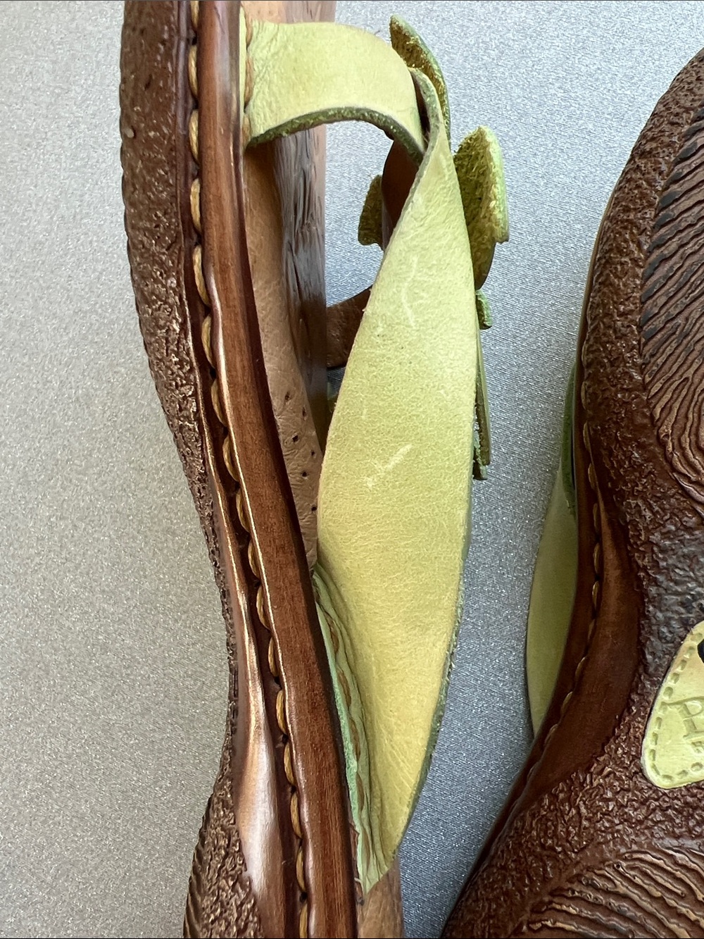 Born | Lime Green Floral Leather Slide Sandals - Picture 16 of 16